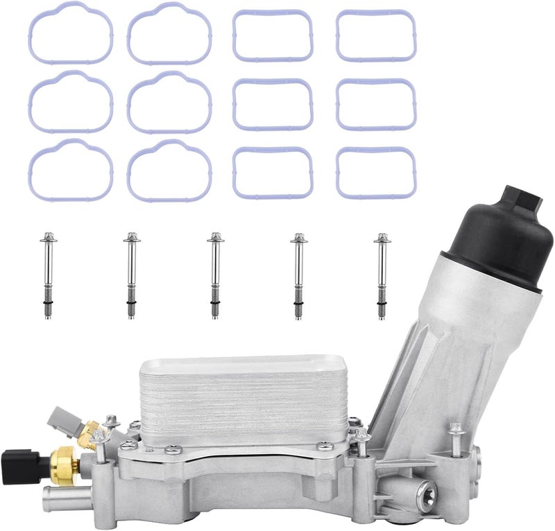 VASTAUTO 926-959 926-876 Upgraded Aluminum Engine Oil Cooler Housing With Oil Filter Gaskets Sensor Adapter Compatible With 2011-2016 Chrysler 200,300,Dodge Charger,Cherokee,Wrangler,Promaster 3.6L V6 - Image 1